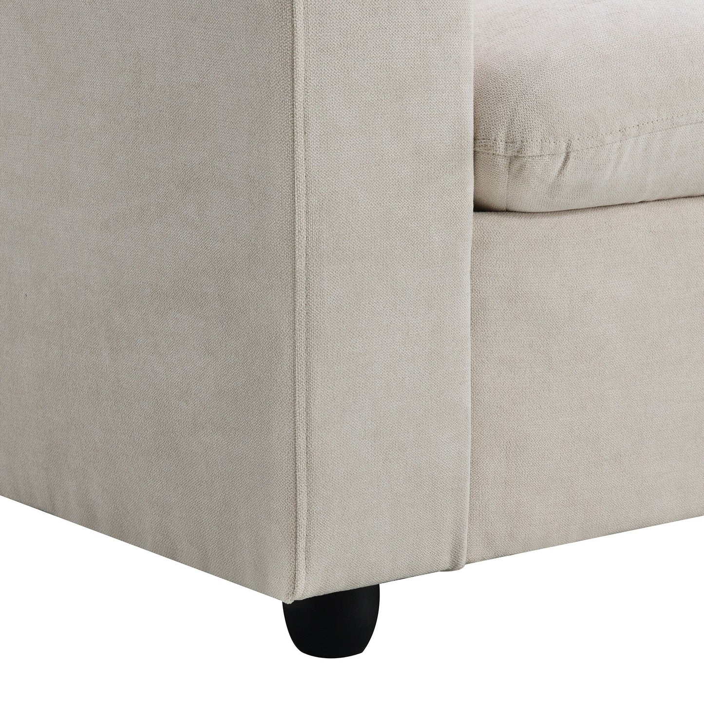 Sectional Sofa,L-Shaped Couch Set With 2 Free Pillows,4-Seat Polyester Fabric Couch Set With Convertible Ottoman