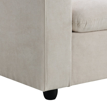 Sectional Sofa,L-Shaped Couch Set With 2 Free Pillows,4-Seat Polyester Fabric Couch Set With Convertible Ottoman