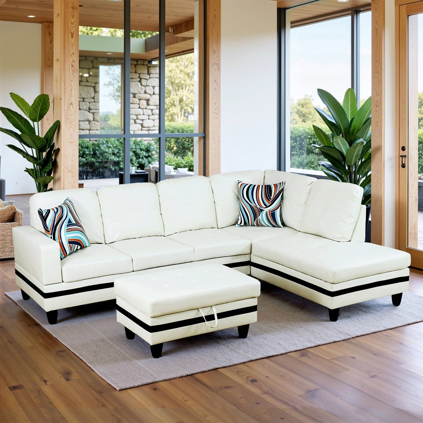 Semi PU Synthetic Leather 3-Piece Couch Living Room Sofa Set