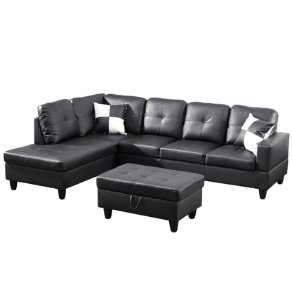 Semi PU Synthetic Leather 3-Piece Couch Living Room Sofa Set