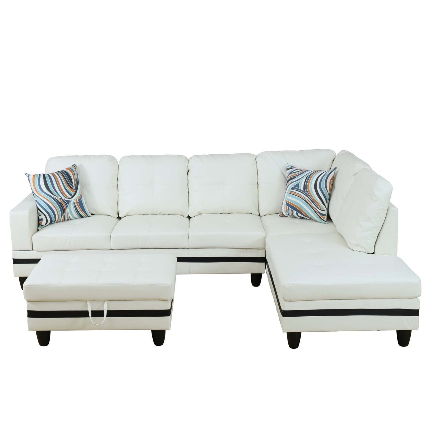 Semi PU Synthetic Leather 3-Piece Couch Living Room Sofa Set