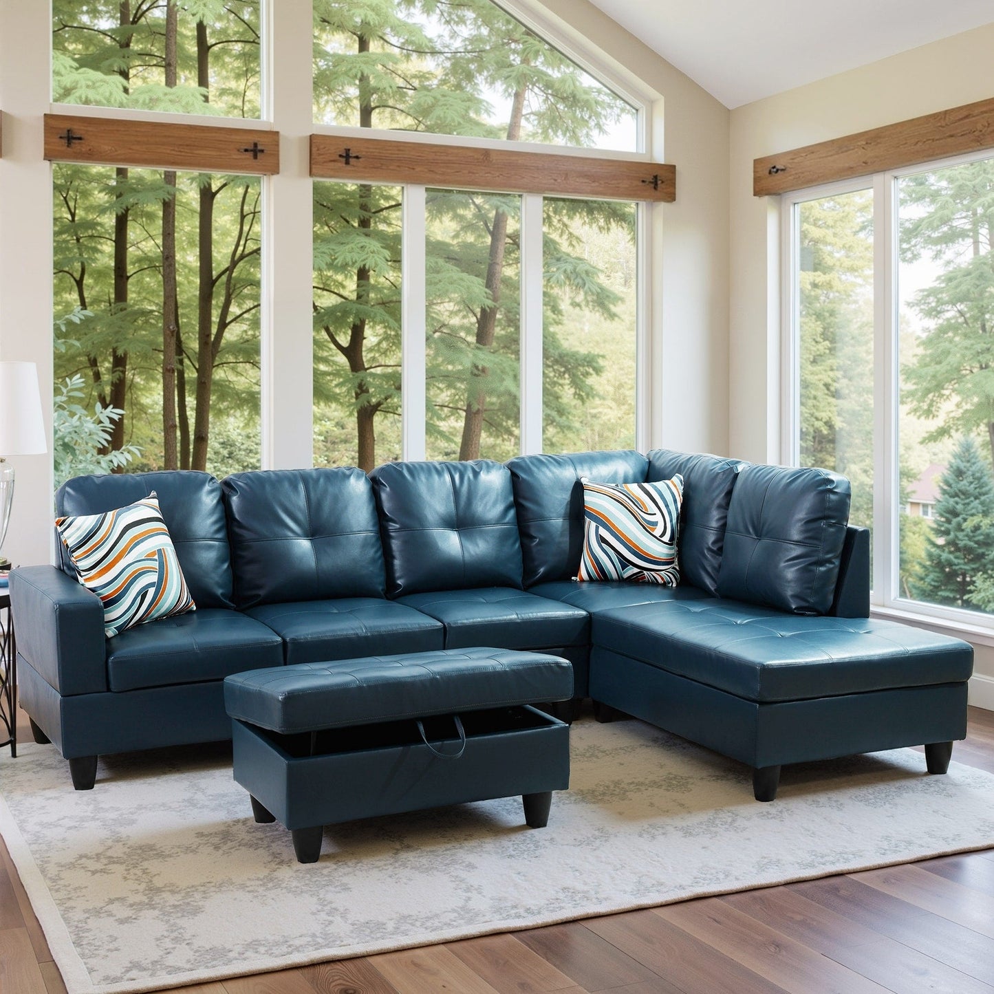Semi PU Synthetic Leather 3-Piece Couch Living Room Sofa Set