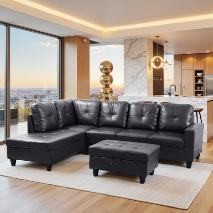 Semi PU Synthetic Leather 3-Piece Couch Living Room Sofa Set