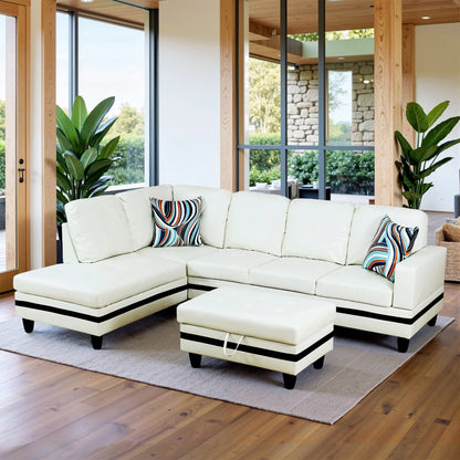 Semi PU Synthetic Leather 3-Piece Couch Living Room Sofa Set