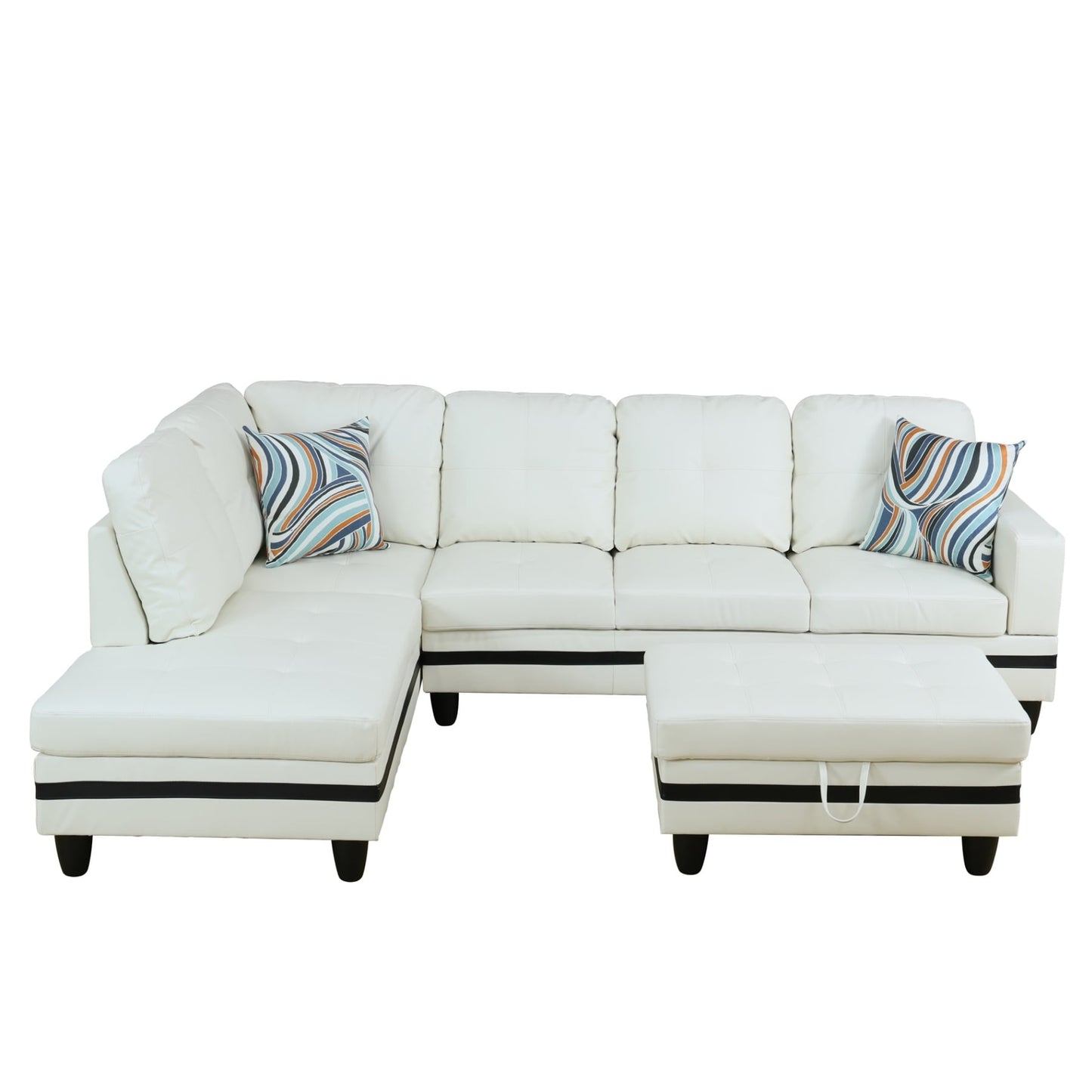 Semi PU Synthetic Leather 3-Piece Couch Living Room Sofa Set