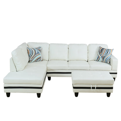 Semi PU Synthetic Leather 3-Piece Couch Living Room Sofa Set