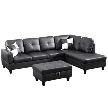Semi PU Synthetic Leather 3-Piece Couch Living Room Sofa Set