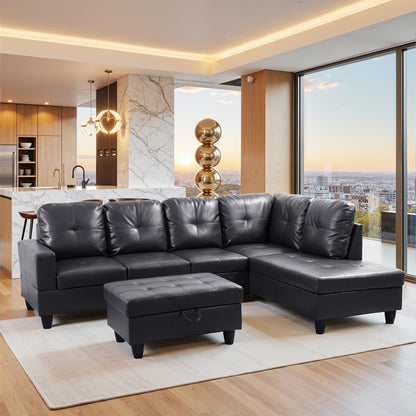 Semi PU Synthetic Leather 3-Piece Couch Living Room Sofa Set