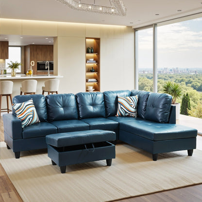 Semi PU Synthetic Leather 3-Piece Couch Living Room Sofa Set