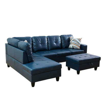 Semi PU Synthetic Leather 3-Piece Couch Living Room Sofa Set