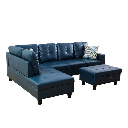 Semi PU Synthetic Leather 3-Piece Couch Living Room Sofa Set