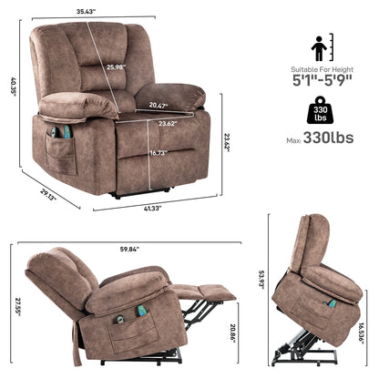 Senior-Friendly Power Lift Recliner with Multi-Mode Massage, Lumbar Heat, Adjustable Positions, and Quick Assembly