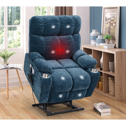 Senior Power Lift Recliner with Dual OKIN Motors, Infinite Recline, 8-Point Massage, and Separate Heating Control
