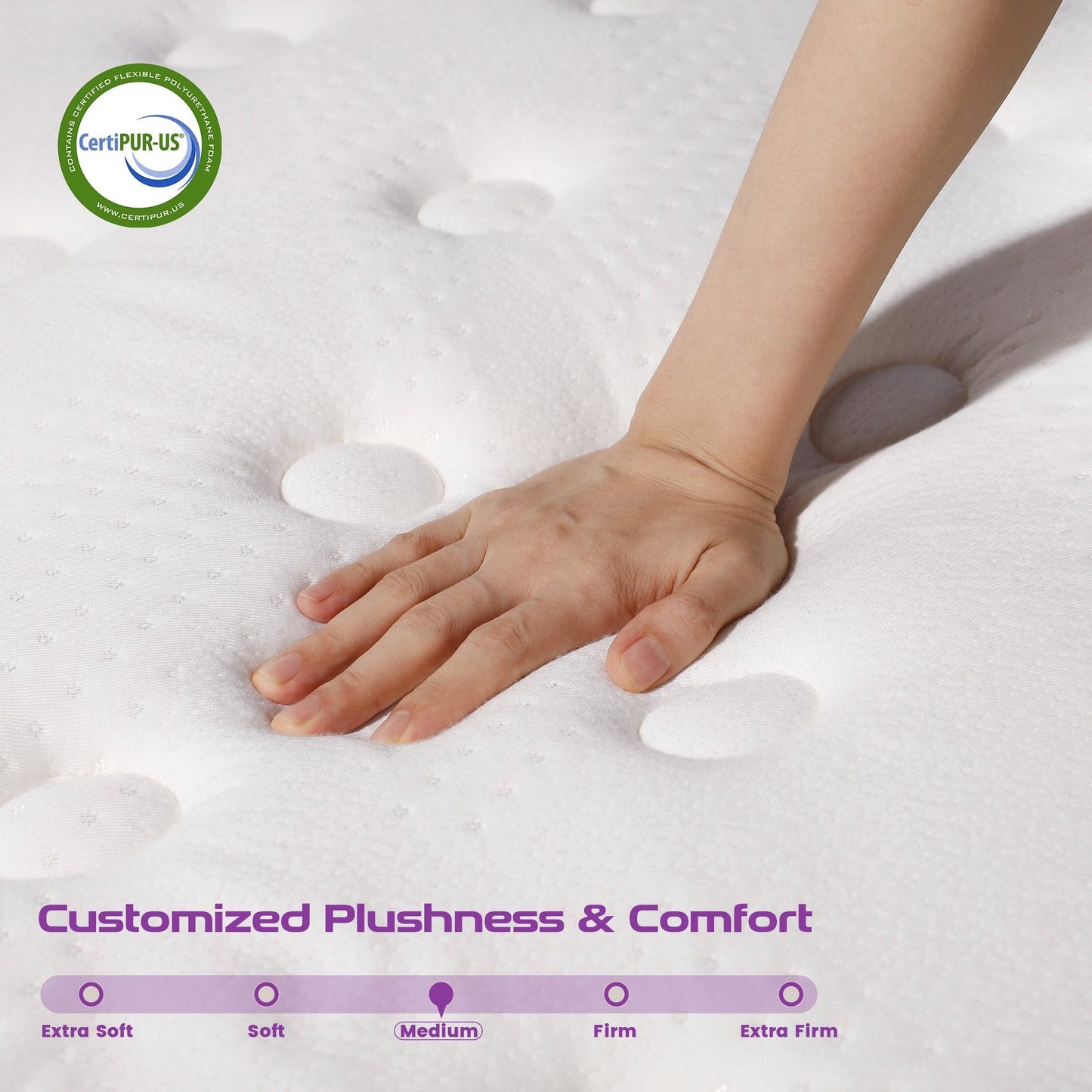 Sersper 10 Inch Memory Foam Hybrid Pillow Top- 5-Zone Pocket Innersprings Motion Isolation - Heavier Coils for Durable Support