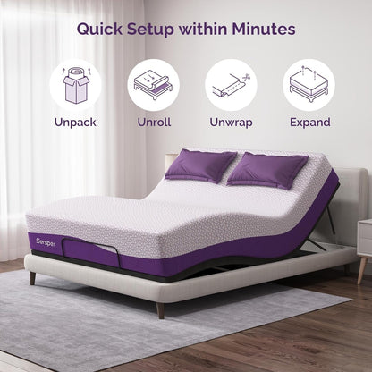 Sersper 10-inch Gel-Infused Memory Foam Mattress,Suitable for Adjustable bed