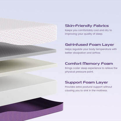 Sersper 10-inch Gel-Infused Memory Foam Mattress,Suitable for Adjustable bed