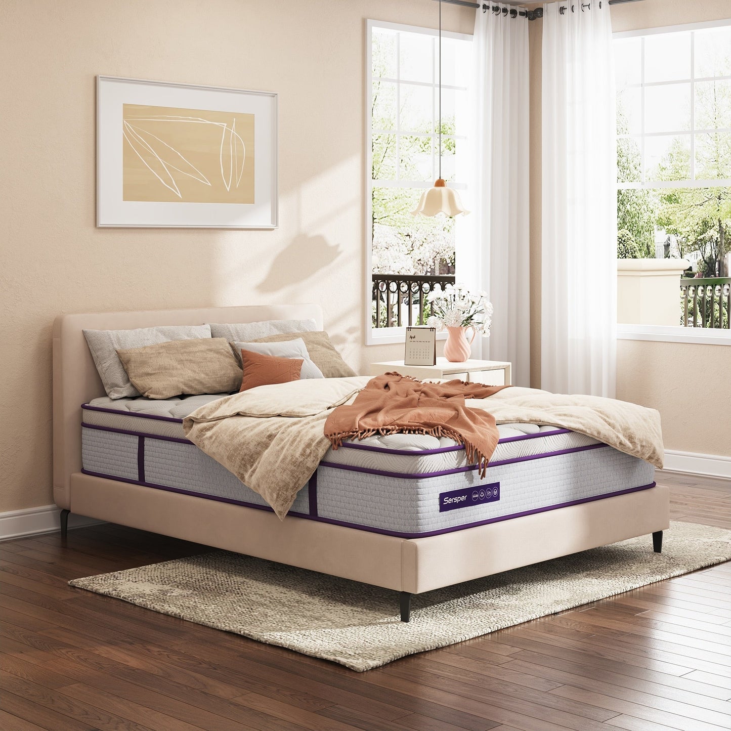 Sersper 12 Inch Hybrid Mattress with Memory Foam & Heavier Coils - Ergonomic Design for Pressure Relief - Medium Firm Feel