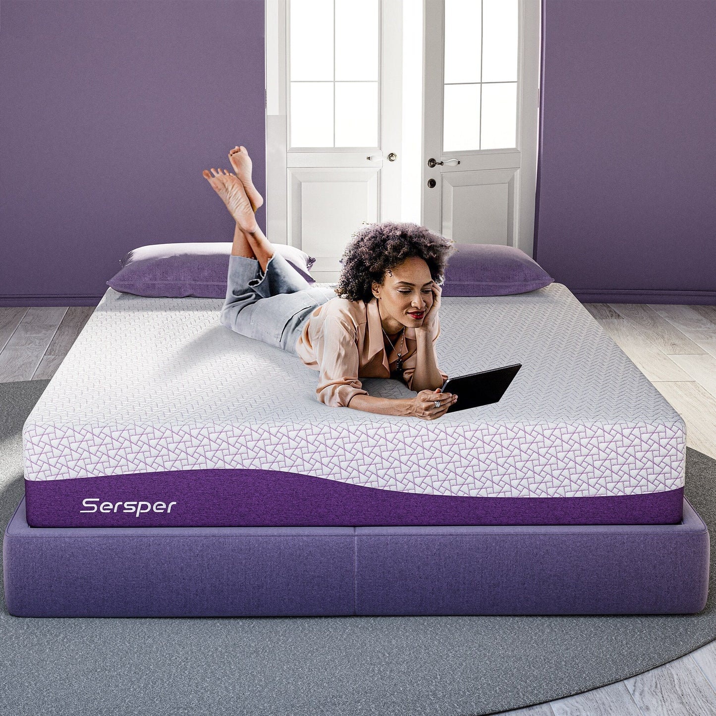 Sersper 14 Inch Bamboo Charcoal Gel Memory Foam Mattress,Suitable for Adjustable bed