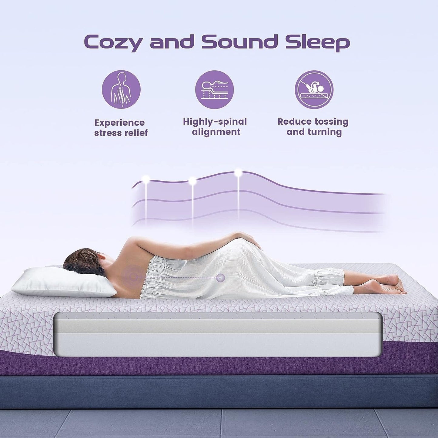 14 Inch Bamboo Charcoal Gel Memory Foam Mattress,Suitable for Adjustable bed