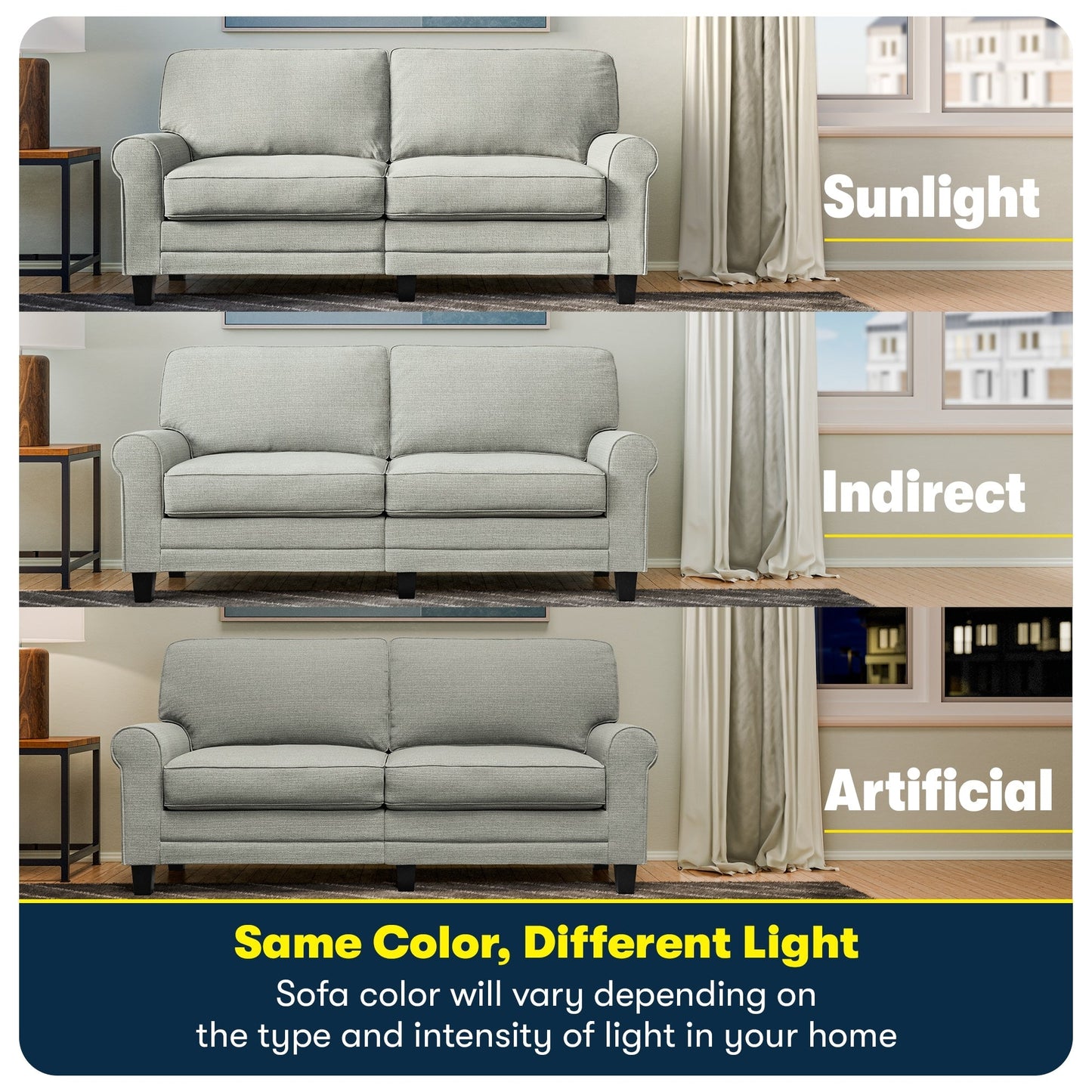 Serta Copenhagen 73 Rolled Arm Sofa, Easy Care Polyester, Soft Pillow Back, Pocket Coil Seat Cushions