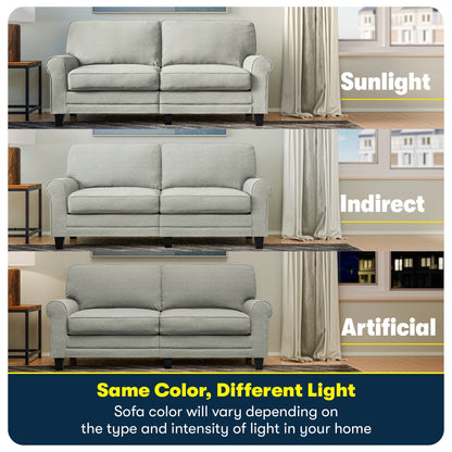 Serta Copenhagen 73 Rolled Arm Sofa, Easy Care Polyester, Soft Pillow Back, Pocket Coil Seat Cushions