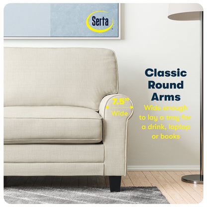 Serta Copenhagen 73 Rolled Arm Sofa, Easy Care Polyester, Soft Pillow Back, Pocket Coil Seat Cushions