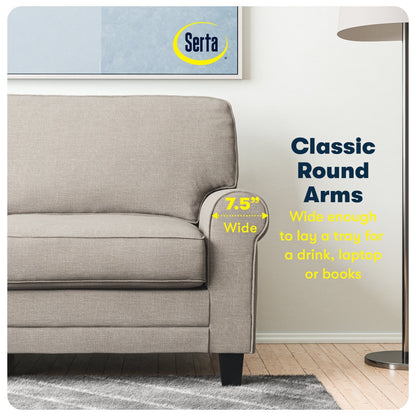 Serta Copenhagen 73 Rolled Arm Sofa, Easy Care Polyester, Soft Pillow Back, Pocket Coil Seat Cushions