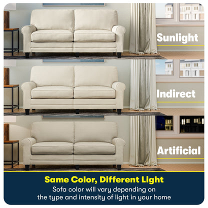 Serta Copenhagen 73 Rolled Arm Sofa, Easy Care Polyester, Soft Pillow Back, Pocket Coil Seat Cushions