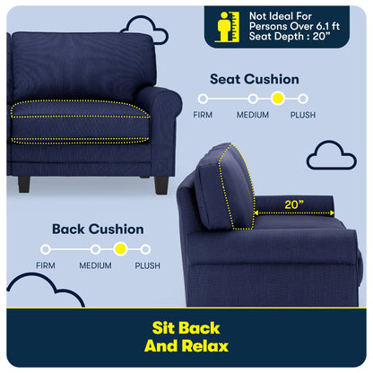 Serta Copenhagen 73 Rolled Arm Sofa, Easy Care Polyester, Soft Pillow Back, Pocket Coil Seat Cushions