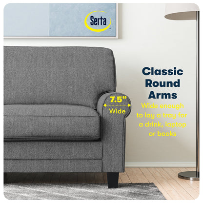Serta Copenhagen 73 Rolled Arm Sofa, Easy Care Polyester, Soft Pillow Back, Pocket Coil Seat Cushions