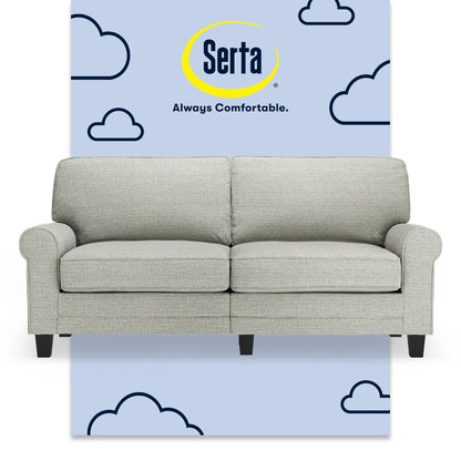 Serta Copenhagen 73 Rolled Arm Sofa, Easy Care Polyester, Soft Pillow Back, Pocket Coil Seat Cushions
