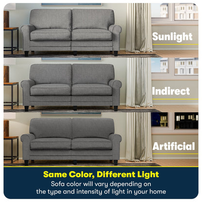 Serta Copenhagen 73 Rolled Arm Sofa, Easy Care Polyester, Soft Pillow Back, Pocket Coil Seat Cushions