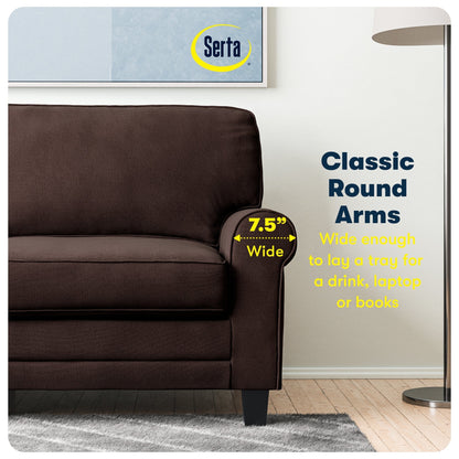 Serta Copenhagen 73 Rolled Arm Sofa, Easy Care Polyester, Soft Pillow Back, Pocket Coil Seat Cushions