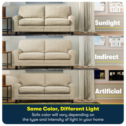 Serta Copenhagen 73 Rolled Arm Sofa, Easy Care Polyester, Soft Pillow Back, Pocket Coil Seat Cushions
