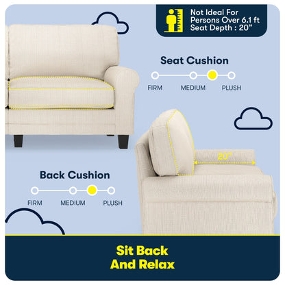 Serta Copenhagen 73 Rolled Arm Sofa, Easy Care Polyester, Soft Pillow Back, Pocket Coil Seat Cushions