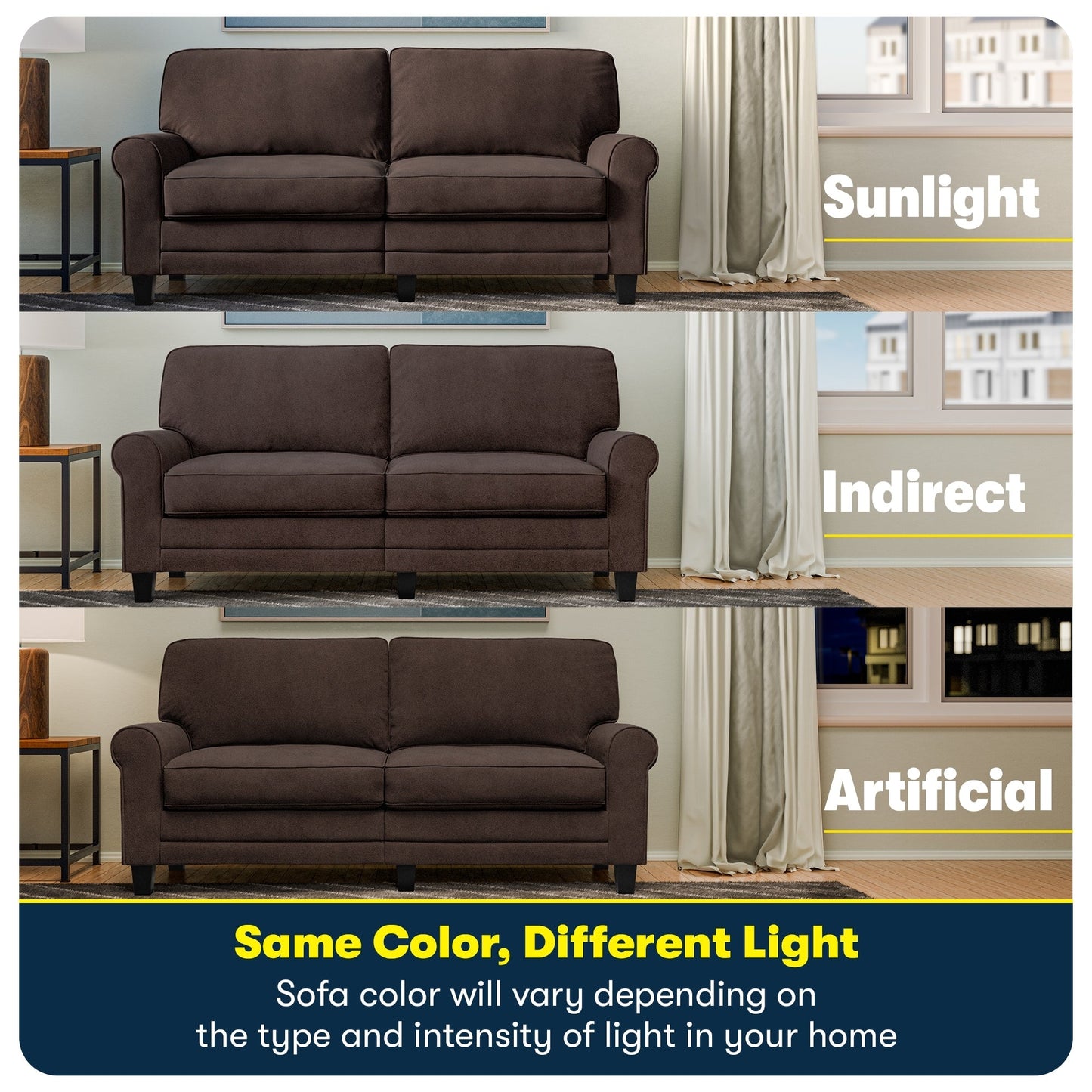 Serta Copenhagen 73 Rolled Arm Sofa, Easy Care Polyester, Soft Pillow Back, Pocket Coil Seat Cushions
