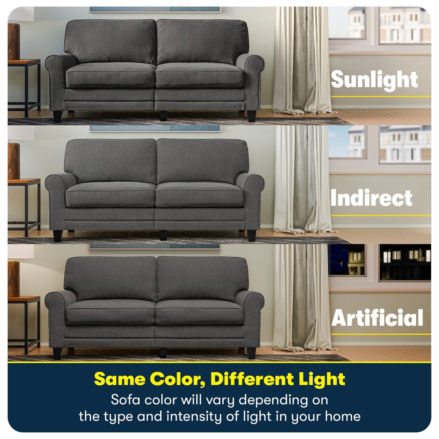 Serta Copenhagen 73 Rolled Arm Sofa, Easy Care Polyester, Soft Pillow Back, Pocket Coil Seat Cushions