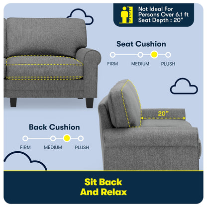 Serta Copenhagen 73 Rolled Arm Sofa, Easy Care Polyester, Soft Pillow Back, Pocket Coil Seat Cushions
