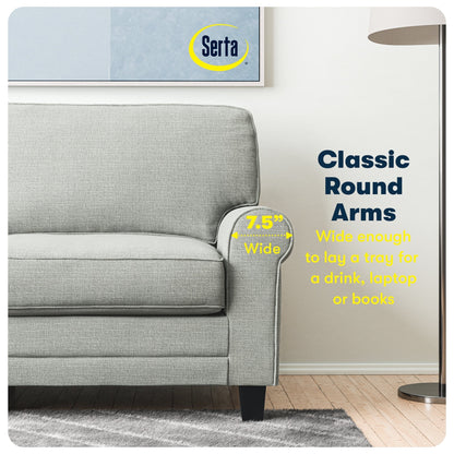Serta Copenhagen 73 Rolled Arm Sofa, Easy Care Polyester, Soft Pillow Back, Pocket Coil Seat Cushions