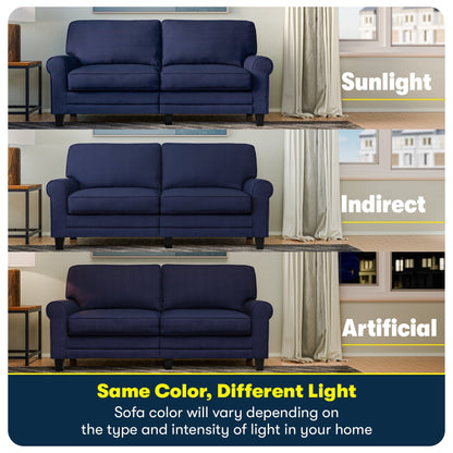Serta Copenhagen 73 Rolled Arm Sofa, Easy Care Polyester, Soft Pillow Back, Pocket Coil Seat Cushions