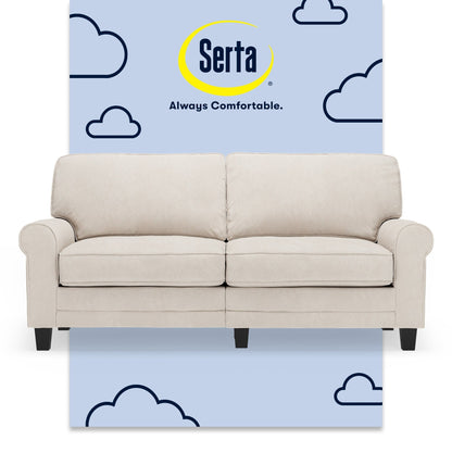 Serta Copenhagen 73 Rolled Arm Sofa, Easy Care Polyester, Soft Pillow Back, Pocket Coil Seat Cushions