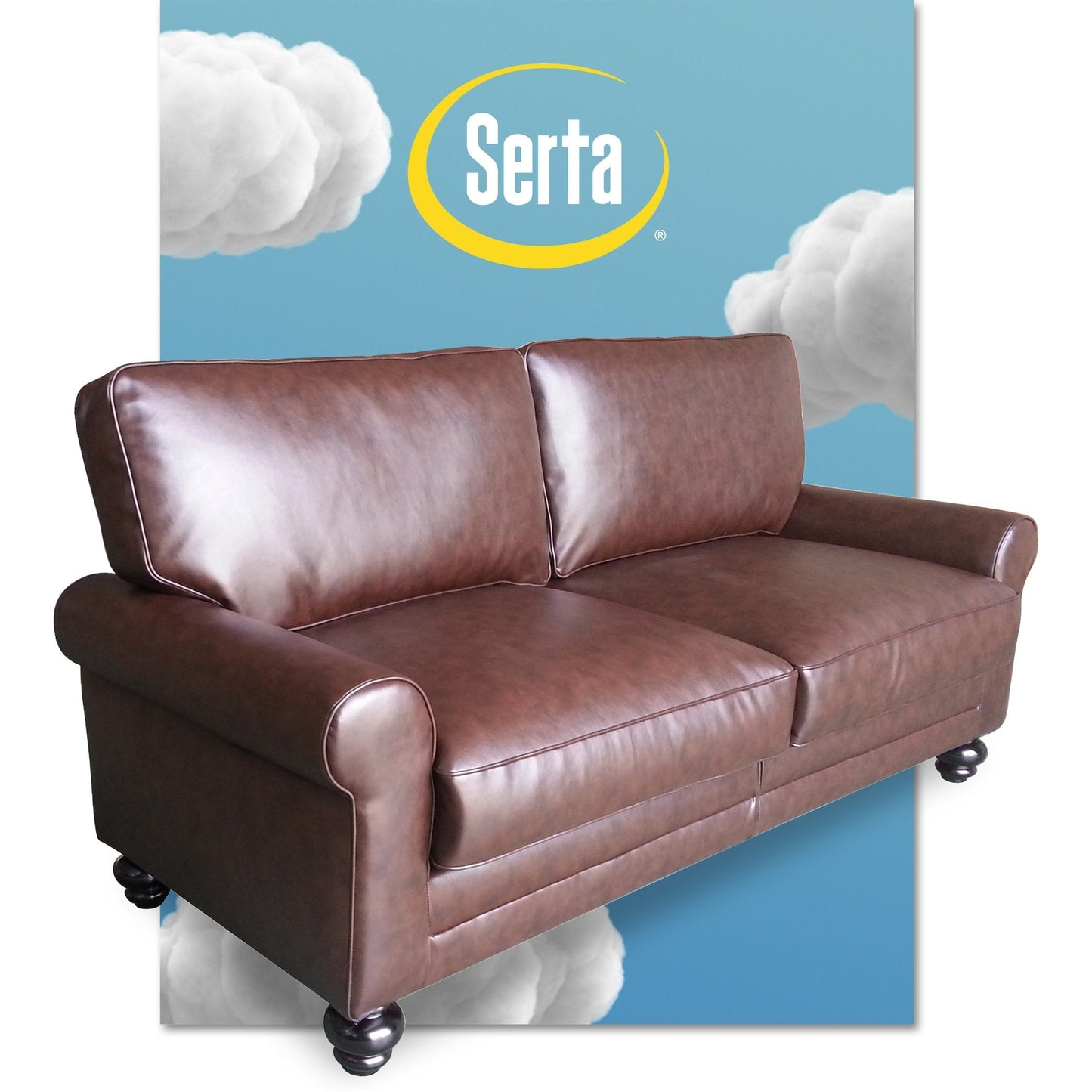 Serta Copenhagen 73 Rolled Arm Sofa, Easy Care Polyester, Soft Pillow Back, Pocket Coil Seat Cushions
