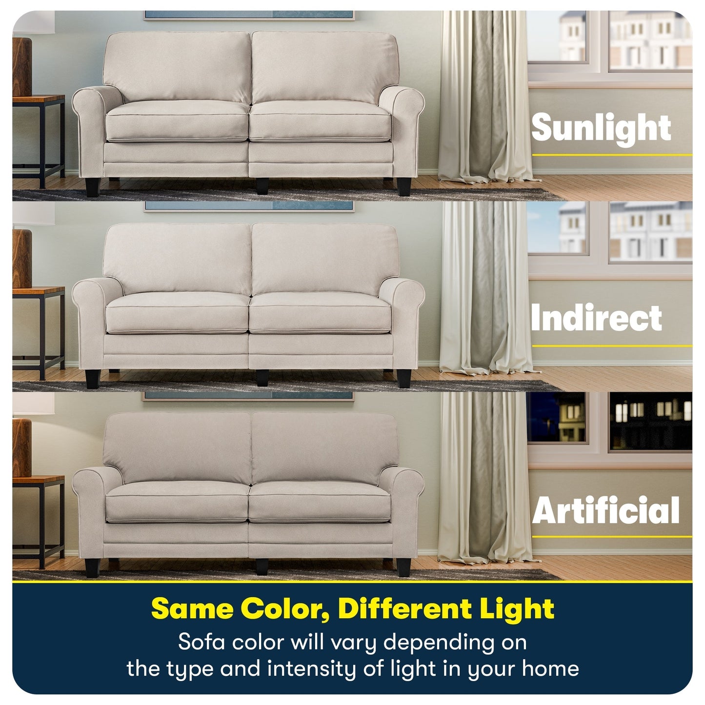 Serta Copenhagen 73 Rolled Arm Sofa, Easy Care Polyester, Soft Pillow Back, Pocket Coil Seat Cushions