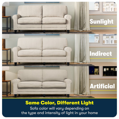 Serta Copenhagen 73 Rolled Arm Sofa, Easy Care Polyester, Soft Pillow Back, Pocket Coil Seat Cushions