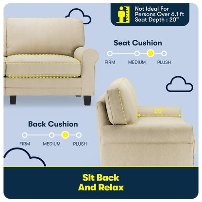 Serta Copenhagen 73 Rolled Arm Sofa, Easy Care Polyester, Soft Pillow Back, Pocket Coil Seat Cushions