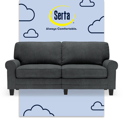 Serta Copenhagen 73 Rolled Arm Sofa, Easy Care Polyester, Soft Pillow Back, Pocket Coil Seat Cushions