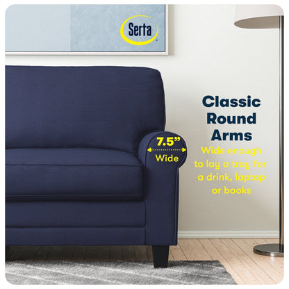 Serta Copenhagen 73 Rolled Arm Sofa, Easy Care Polyester, Soft Pillow Back, Pocket Coil Seat Cushions