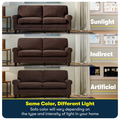 Serta Copenhagen 73 Rolled Arm Sofa, Easy Care Polyester, Soft Pillow Back, Pocket Coil Seat Cushions