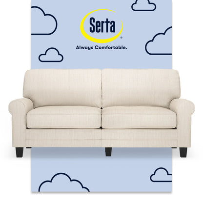 Serta Copenhagen 73 Rolled Arm Sofa, Easy Care Polyester, Soft Pillow Back, Pocket Coil Seat Cushions