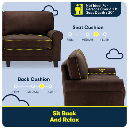 Serta Copenhagen 73 Rolled Arm Sofa, Easy Care Polyester, Soft Pillow Back, Pocket Coil Seat Cushions